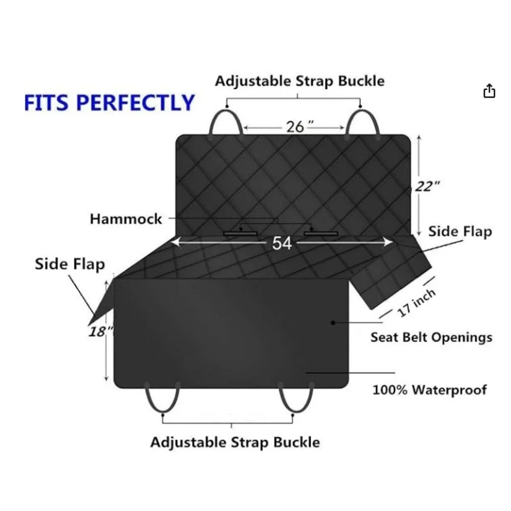 Dog Car Seat Cover Hammock Mesh Window Black Waterproof Washable Universal Fit